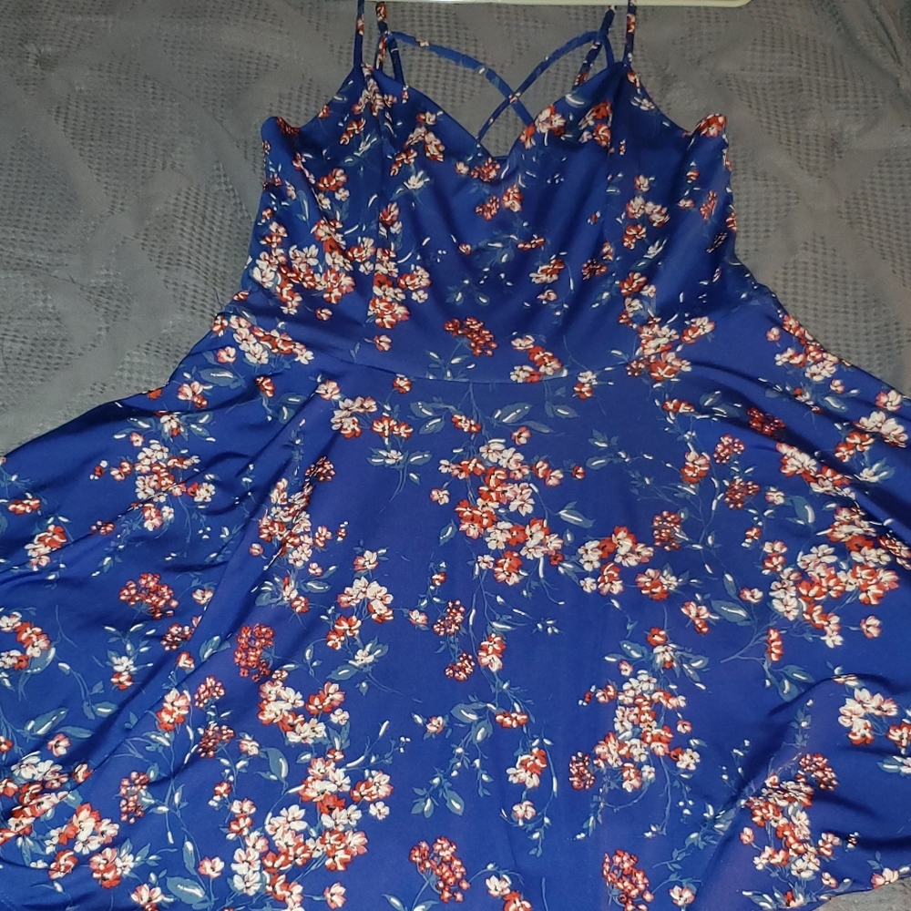 Blue casual mini sun dress